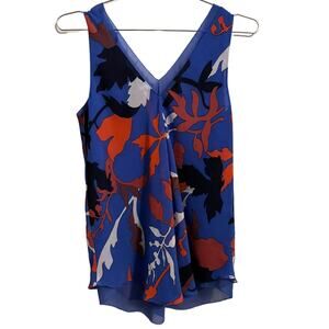 Rachel Roy Women’s Purple Floral Layered Flowy Tank S
